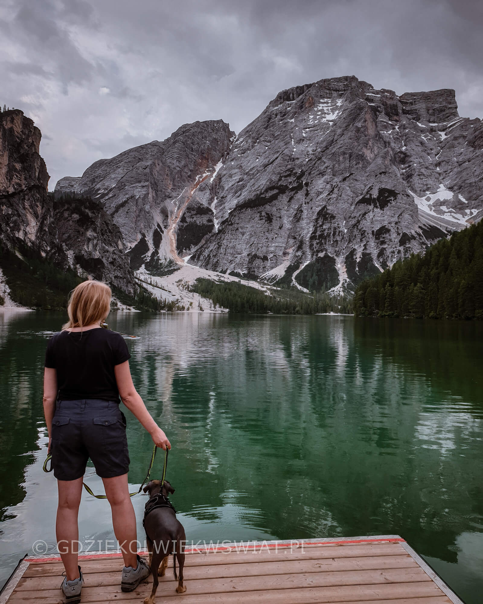 Lago di Braies z psem