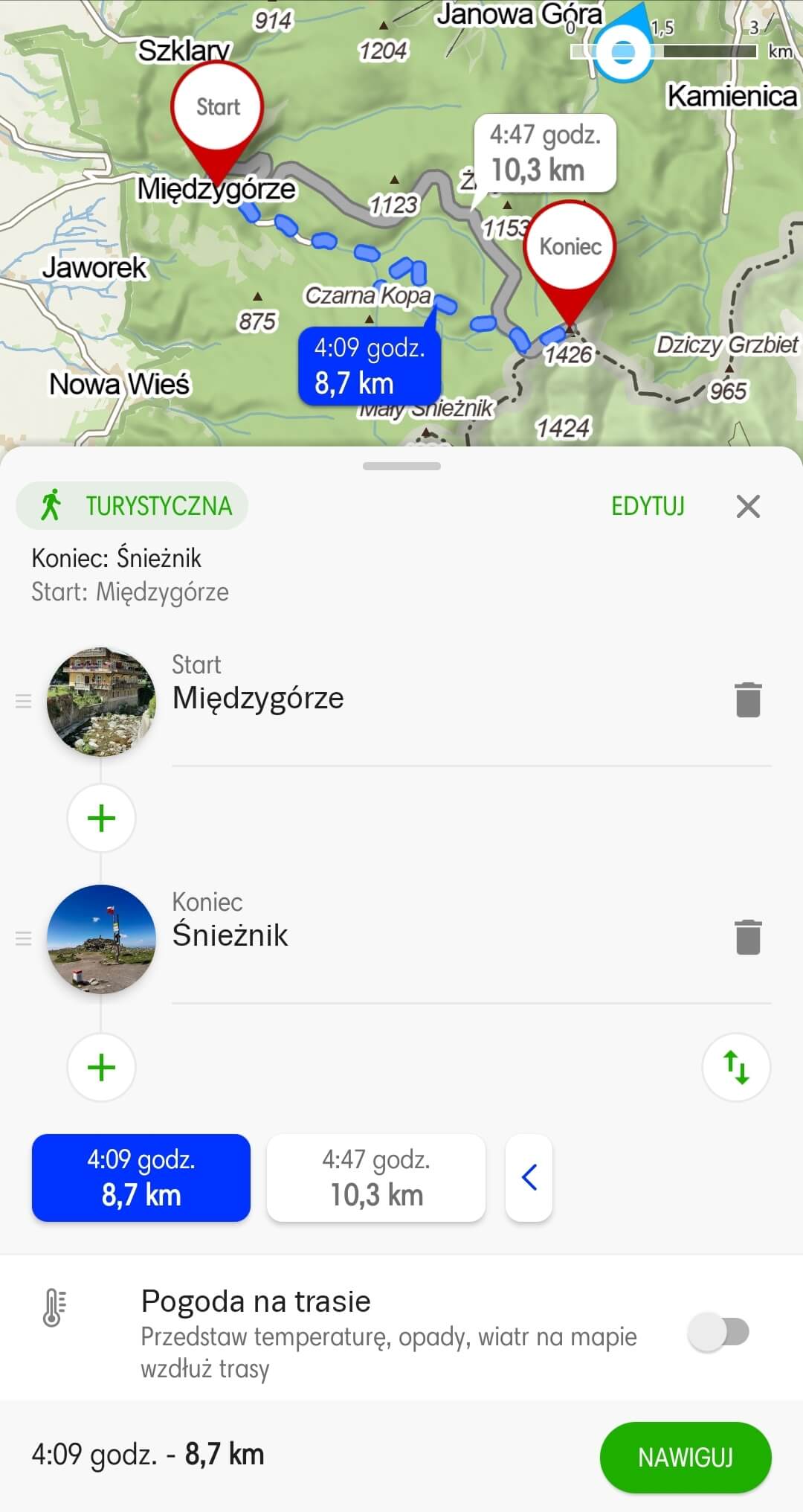 aplikacja mapy cz wyznaczanie trasy